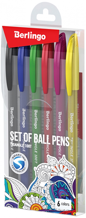 Ручки шариковые "Triangle 100T", 0,5 мм, 6 цветов Berlingo 