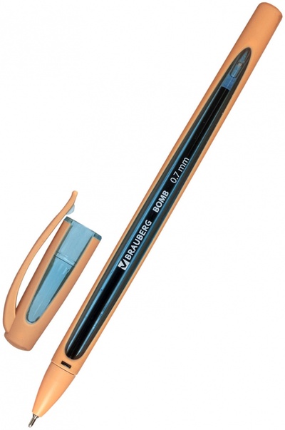 Ручка шариковая масляная "Bomb GT Pastel", цвет чернил синий, прорезиненный корпус ассорти, узел 0,7 мм, линия письма 0,35 мм Brauberg 
