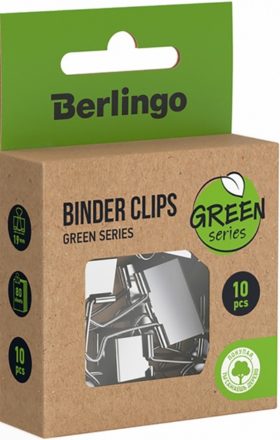 Зажимы для бумаг Green Series, 10 штук Berlingo 