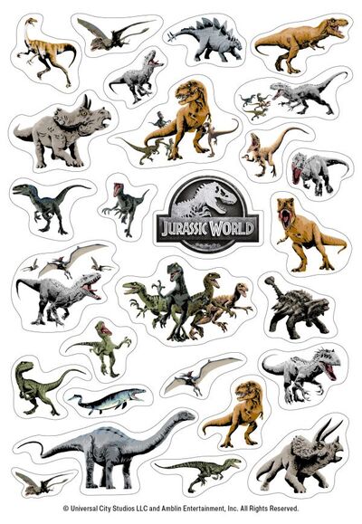 Книга: Динозавры Jurassic World. Набор наклеек (формат А5, в пакете); БОМБОРА, 2020 