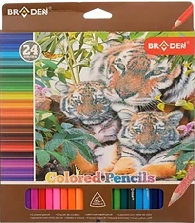 Карандаши цветные Животный мир, 24 цвета, в ассортименте Braden 