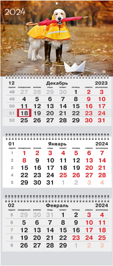 Календарь квартальный на 2024 год Домашние любимцы 8 Listoff 