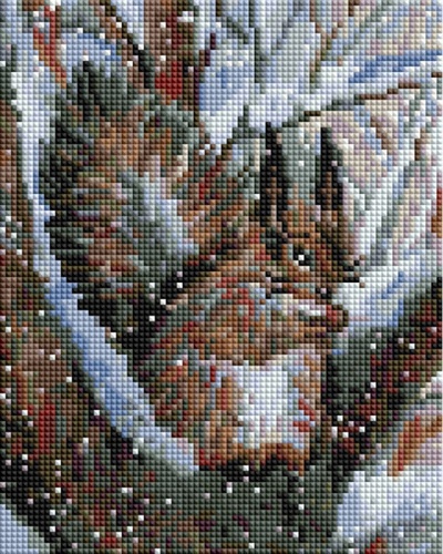 Алмазная мозаика на холсте Белочка в зимнем лесу Белоснежка 
