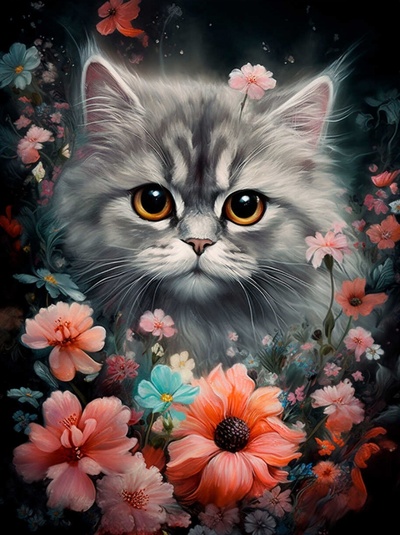 Алмазная мозаика Котёнок в цветах Феникс+ 