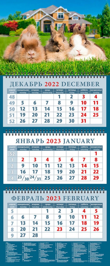 Календарь на 2023 год. Год кролика. Три богатыря День за днём 