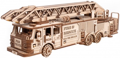 Сборная модель деревянная 3D Пожарная машина с лестницей Eco Wood Art 