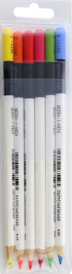 Набор маркеров-текстовыделителей сухих Dry marker, 6 цветов Koh-I-Noor 