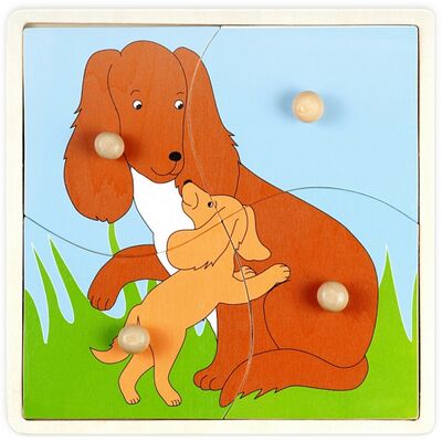 Пазл-рамка-4 деревянный "Мать и дитя. Собака" (4118А) Маленький Гений-Пресс 