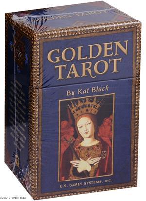 Книга: Таро Аввалон, Golden Tarot Золотое Таро (карты+инструкция на англ. яз.) (коробка) (ПИ) (Black Kat) ; Аввалон-Ло Скарабео, 2018 