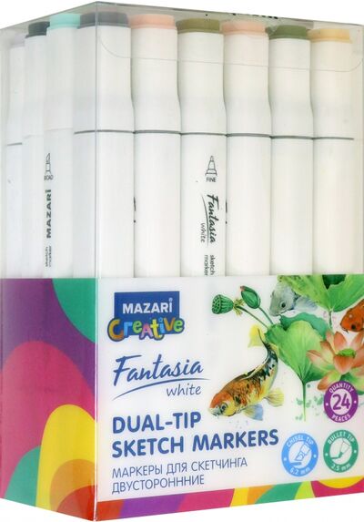 Маркеры 24 цвета, для скетчинга, двусторонние Grey-pastel (M-6069-24) MAZARI 