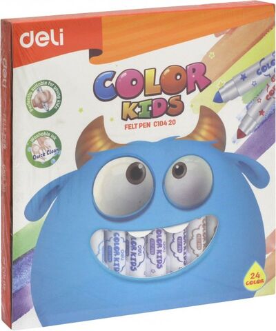 Фломастеры 24 цвета "Color Kids" смываемые (EC10420) DELI 