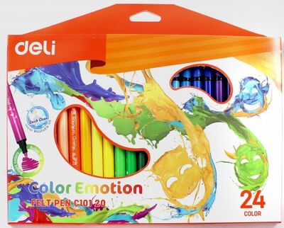 Фломастеры цветные "Color Emotion" (24 цвета, смываемые) (EC10120) DELI 