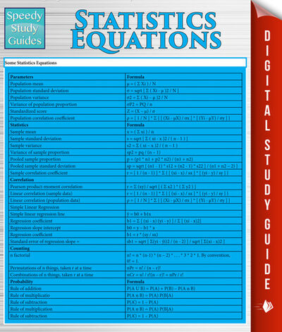 Книга: Statistics Equations (Speedy Study Guides) (Speedy Publishing) ; Ingram