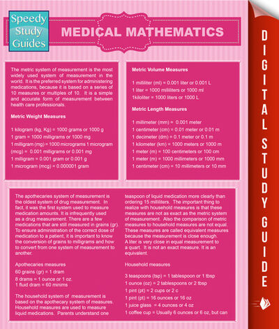 Книга: Medical Mathematics (Speedy Study Guides) (Speedy Publishing) ; Ingram