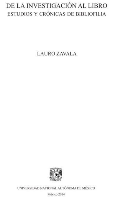 Книга: De la investigación al libro (Lauro Zavala) ; Bookwire