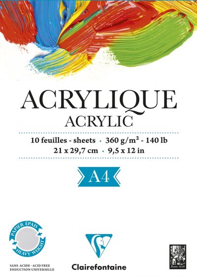 Альбом для акрила "Acrylic" (10 листов, А4) (96308С) CLAIREFONTAINE 