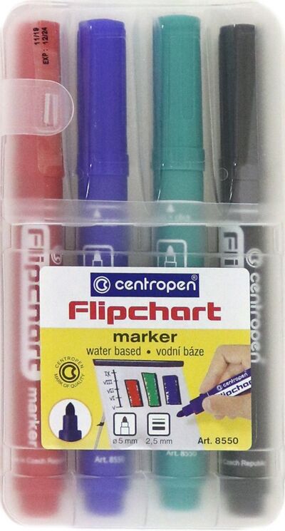 Набор маркеров для флипчартов, 4 штуки, 2,5 мм. (8550/04) CENTROPEN 