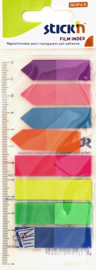 Закладки самоклеящиеся пластиковые (25 листов, 8 цветов, прямоугольные, стрелки) (21346) Stickn 