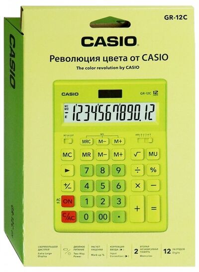 Калькулятор настольный электронный 12-разрядный, салатовый (GR-12C-GN) Casio 