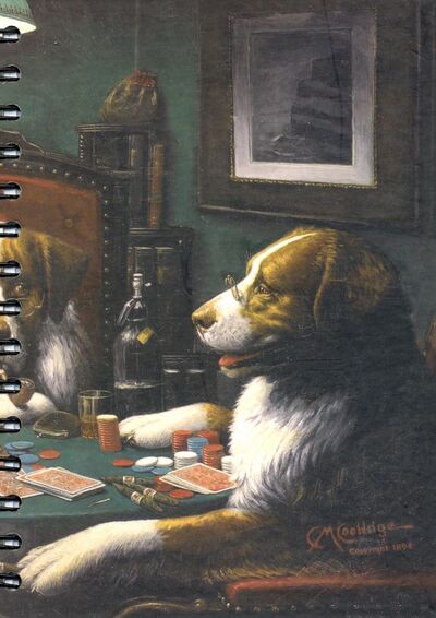 Скетчбук "Кулидж. Игра в покер" (100 листов, А5, нелинованный, спираль) (5113) Попурри 