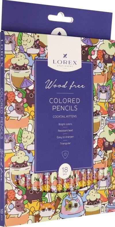Карандаши цветные "COCKTAIL", трехгранные, 18 цветов (LXCPWF18-CK) LOREX 