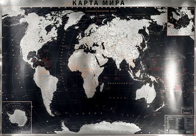 Интерьерная карта Мира (политическая) (SILVER) РУЗ Ко 