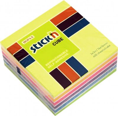 Блок для записей самоклеящийся (400 листов, 76x76 мм, неон+пастель, 7 цветов) (21539) Stickn 