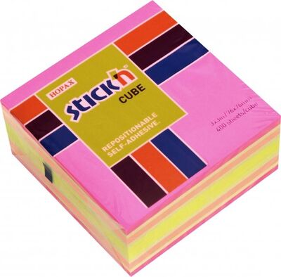 Блок для записей самоклеящийся (400 листов, 76x76 мм, неон+пастель, 4 цвета) (21536) Stickn 
