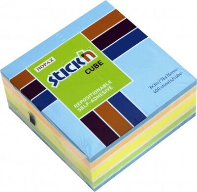 Блок для записей самоклеящийся (400 листов, 76x76 мм, неон+пастель, 6 цветов) (21538) Stickn 