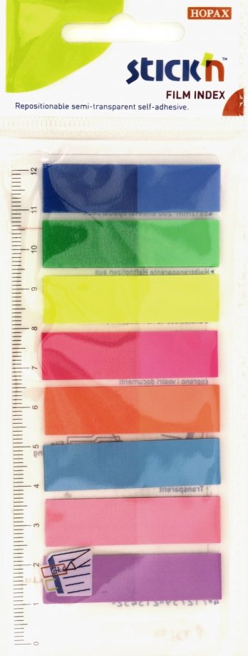 Закладки самоклеящиеся пластиковые (25 листов, 12x45 мм, 8 цветов) (21345) Stickn 