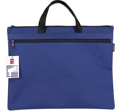 Папка-портфель 2 отделения, A4, текстиль, синяя (EB55032) DELI 