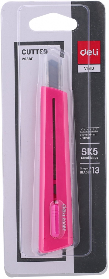 Нож канцелярский, ширина лезвия 9 мм, розовый (E2038PINK) DELI 