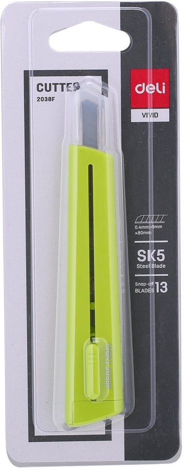 Нож канцелярский, ширина лезвия 9 мм, зеленый (E2038GREEN) DELI 