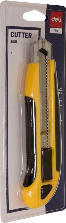 Нож канцелярский "Deli, желтый", 18 мм (E2091) 