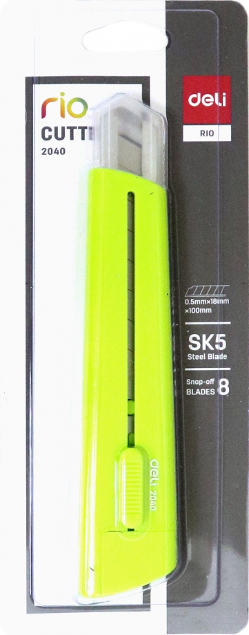 Нож канцелярский 18 мм RIO зеленый (E2040) DELI 