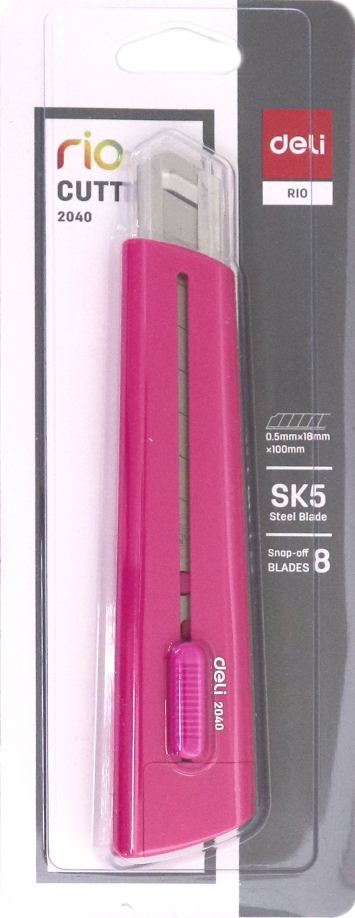 Нож канцелярский 18 мм RIO розовый (E2040) DELI 