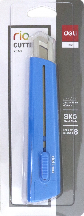 Нож канцелярский 18 мм RIO синий (E2040) DELI 