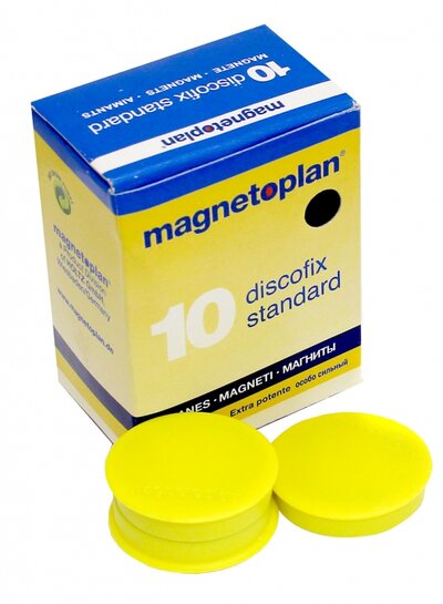 Магниты Standart, 30х8 мм, сила 0,8 кг, желтые (1664202) Magnetoplan 